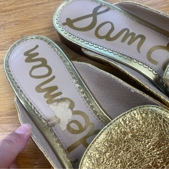 Sam Edelman Linnie Mules Women Size 8 Gold Metallic Slip-on Horsebit Shoes - Picture 3 of 7